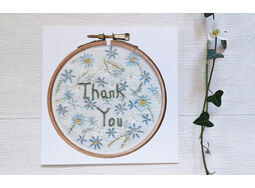 'Thank You' Floral Printed Embroidery Greetings Card