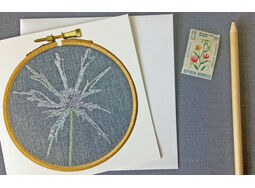 Sea holly Printed Embroidery Greetings Card (Free UK postage)
