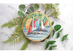 "Sail Boats" Linen Panel Embroidery Pattern