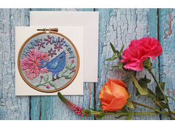 'Happy Birthday' Birdy Printed Embroidery Greetings Card