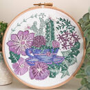 "Teacup & Succulents" Floral Flower Embroidery Pattern Design additional 2