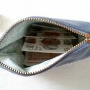 Floral Embroidered Blue Linen Purse additional 2