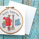 'Happy Retirement' gardening tools (blank inside) printed greeting card with Free UK Postage additional 3