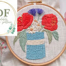 *NEW* Cornish Blue pot of flowers Downloadable Embroidery PDF additional 1