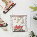 'Stockings' Printed embroidery Christmas Card with free UK postage additional 1