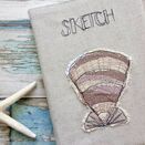 Shell Embroidered Sketchbook presented in our kraft gift box additional 1