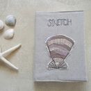 Shell Embroidered Sketchbook presented in our kraft gift box additional 2