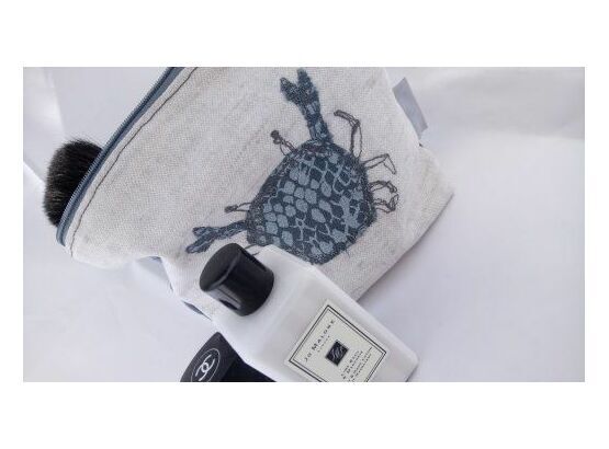 Embroidered Crab Make Up Bag