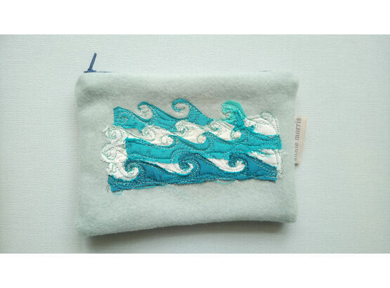 Embroidered Waves Handmade Purse