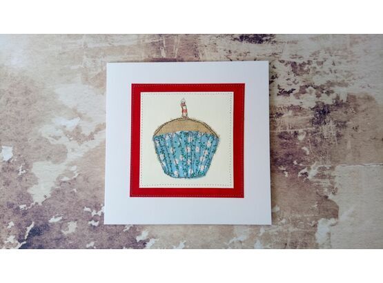'Cupcake' Handmade Embroidery Greetings Card