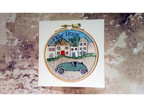 'New Home' Printed Embroidery Greetings Card