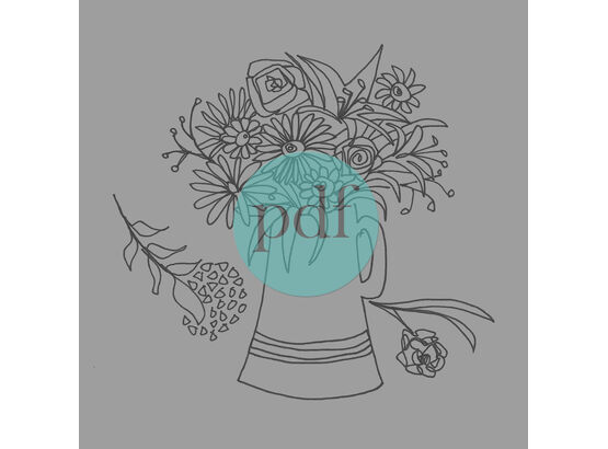'Jug Of Flowers' PDF Embroidery Template