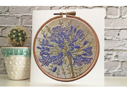 Agapanthus Flower Printed Embroidery Greetings Card
