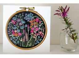 Summer Meadow Flowers Printed Embroidery Greetings Card