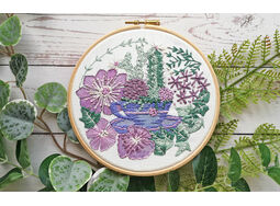 "Teacup & Succulents" Floral Flower Embroidery Pattern Design