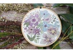 "Birdsong" Floral Linen Panel Embroidery Pattern Design alternative