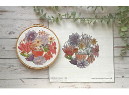 "Blooms" Floral Panel Embroidery Pattern Design