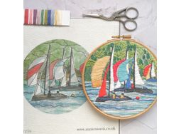 "Sail Boats" Linen Panel Embroidery Pattern alternative