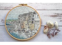 Coastal Corner Linen Embroidery Pattern Design alternative