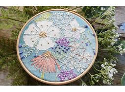 Cosmos Flower Hand Embroidery Pattern Design alternative