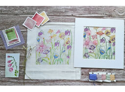 Spring Garden Floral Linen Embroidery Pattern Design