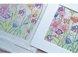 Spring Garden Floral Linen Embroidery Pattern Design alternative
