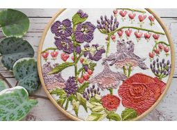 Dicentra flower Bleeding Hearts Floral Embroidery Pattern Panel alternative