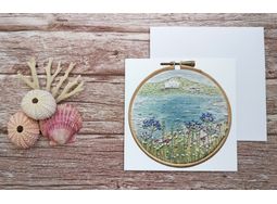 Burgh Island Printed embroidery Greeting card