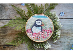 Puffin Island Embroidery Pattern Design