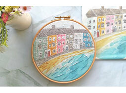 *NEW* Pastel Cottages Linen Embroidery Pattern Design