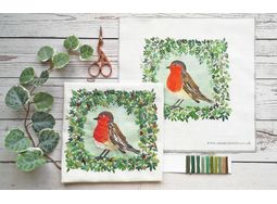 Robin Redbreast Bird Embroidery Pattern Design alternative