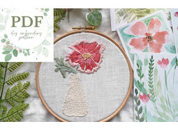 Flower in Woven Jug Embroidery Pattern PDF