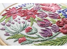 Cyclamen Floral Hoop Art Hand Embroidery Kit alternative