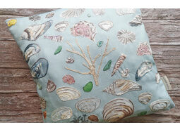 Shell Cushion Embroidery Panel in blue