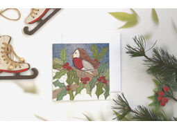 NEW Robin Christmas Card with freehand machine embroidery design