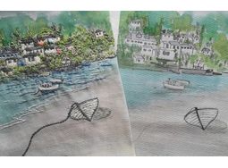 Water's Edge Mini Wall hanging - Linen Embroidery Panel alternative