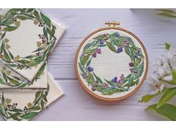 Festive Wreath (linen mix fabric) Embroidery Panel alternative