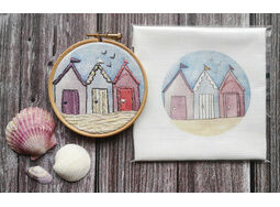Beach Huts Mini Embroidery panel
