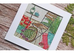 Tea Break Luxury linen mix embroidery pattern alternative