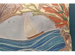 Seashells and Boat Cushion Embroidery panel alternative