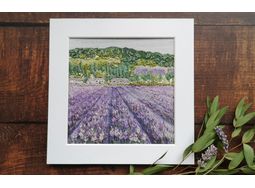 'Lavender Fields' Hand Embroidery Kit preprinted linen embroidery kit alternative
