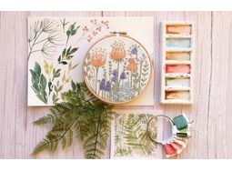 Forget Me Not Stitch Set Hand Embroidery Panel with Guides alternative