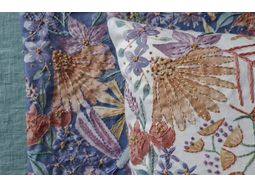 Floral butterflies and flowers Cushion Panel in White alternative