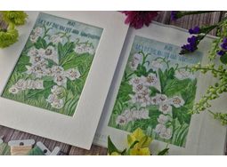 May - Lily of The Valley and Hawthorn - Birth flower embroidery pattern design alternative