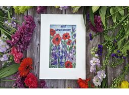 August - Gladiolus and Poppy - Birth Flower embroidery pattern design alternative
