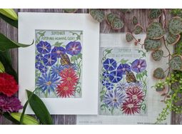 September - Aster and Morning Glory - Birth Flower embroidery pattern design alternative