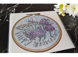 'Happy Anniversary' Printed Embroidery Greetings Card