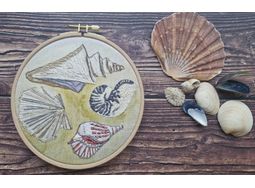 Sea shells hand embroidery panel