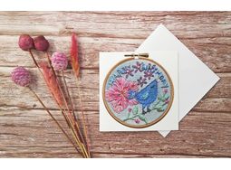 'Happy Birthday' Birdy Printed Embroidery Greetings Card alternative