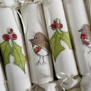 Christmas Cracker Box set of 6 Robin and Holly Embroidered Set additional 3